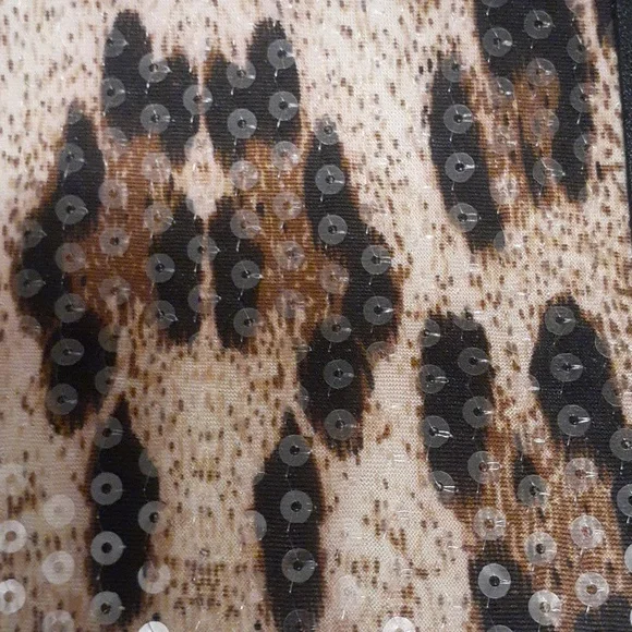 Brown leopard print handbag with sequins and faux leather, Brand New. - Picture 6 of 7